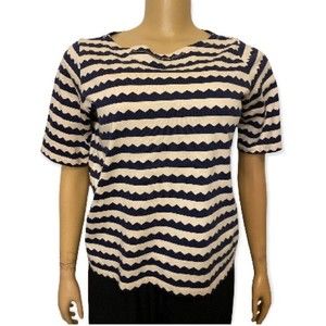 UT Uniqlo Top Short Sleeve scandinavian pattern Blue cream size XS